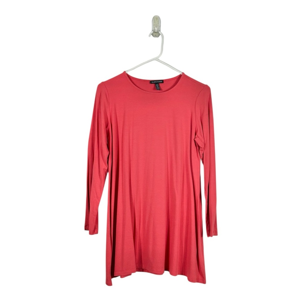 Eileen Fisher Coral Long Sleeve Stretch‎ Jersey Top